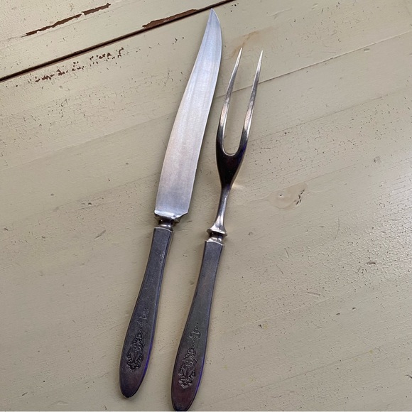 Antique Bird of Paradise 2 piece carving set, 1923 - Picture 2 of 7